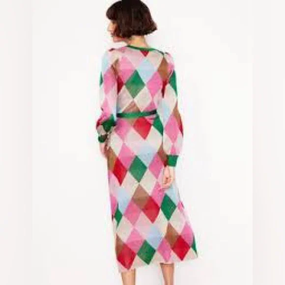 Boden Crew Metallic Jacquard Dress 8 - Picture 4 of 13